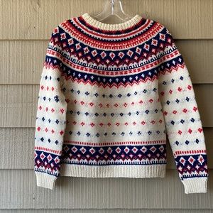 Wool Handmade Beige Multicolor Sweater Pullover